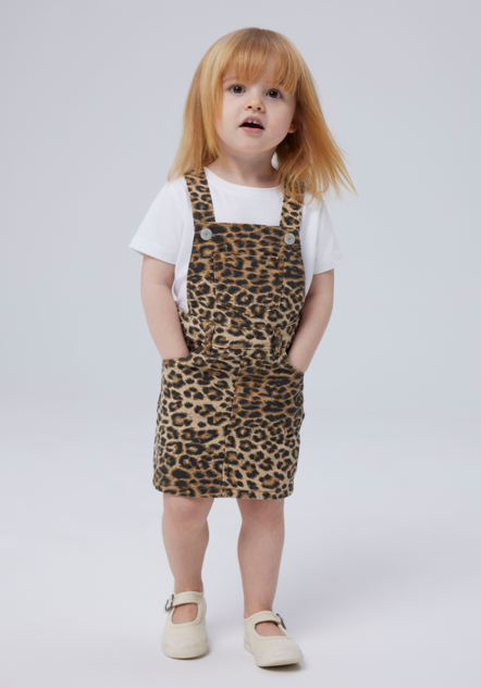 Name It Ophelia Twill Spencer Dress - Silver Mink/Leopard