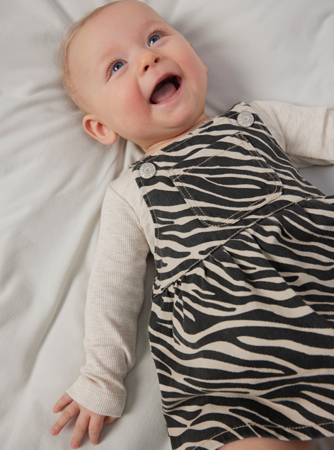 Name It Oda Twill Bibskirt - Cement/Zebra