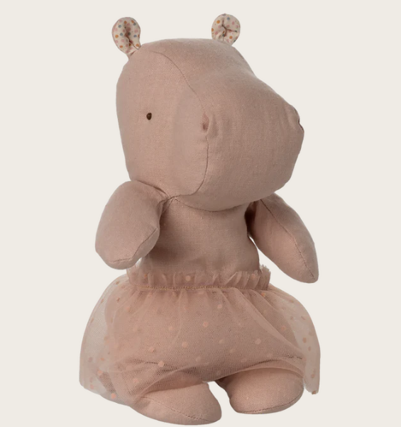 Maileg Safari friends Flodhest m. tylskørt, Lille - Lys rosa