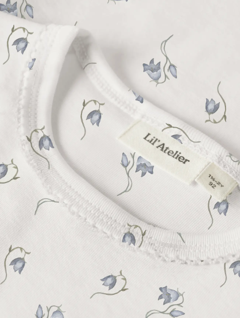 Lil Atelier Gayo Sag LS Slim Top - Coconut Milk Bell Flower