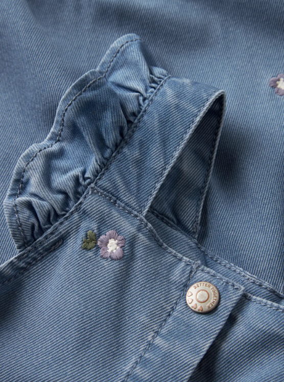 Name It Sage Denim Overall - Denim Blue/Flower Emb