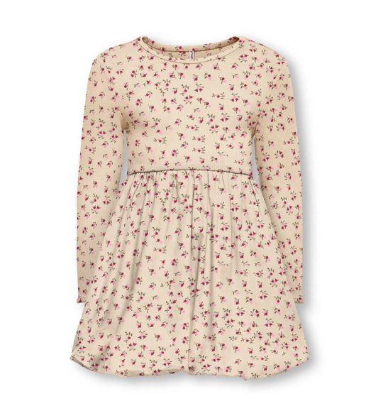 Only Mini Trinny Life LS Bal Dress - Whitecap Gray Sia Open Ditsy