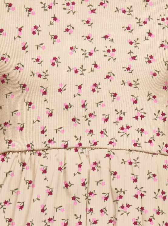 Only Mini Trinny Life LS Bal Dress - Whitecap Gray Sia Open Ditsy