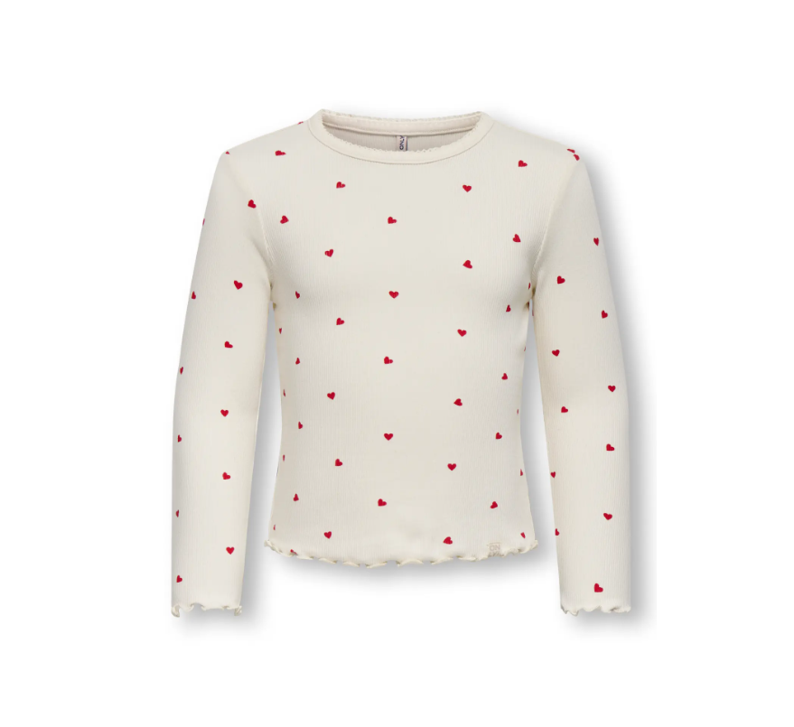 Only Mini Trinny Life LS Top - Tofu Heart