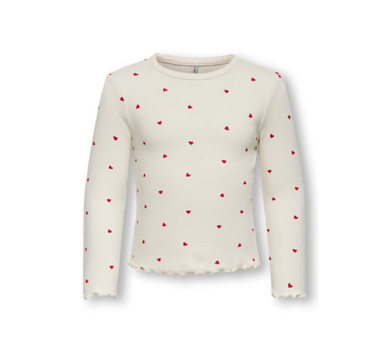 Only Mini Trinny Life LS Top - Tofu Heart