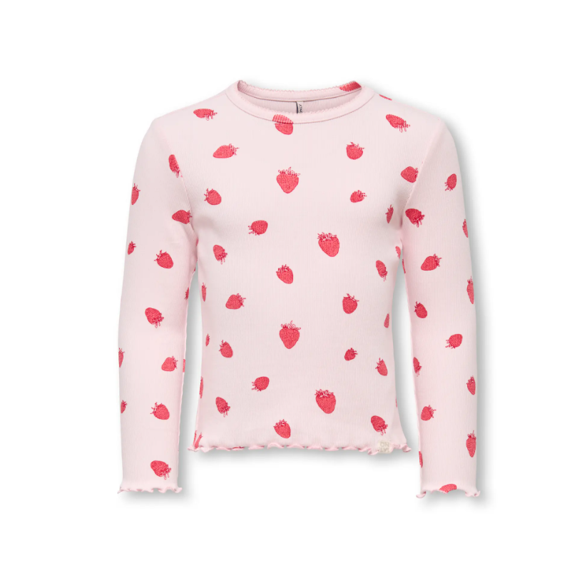 Only Mini Trinny Life LS Top - Barely Pink Strawberry