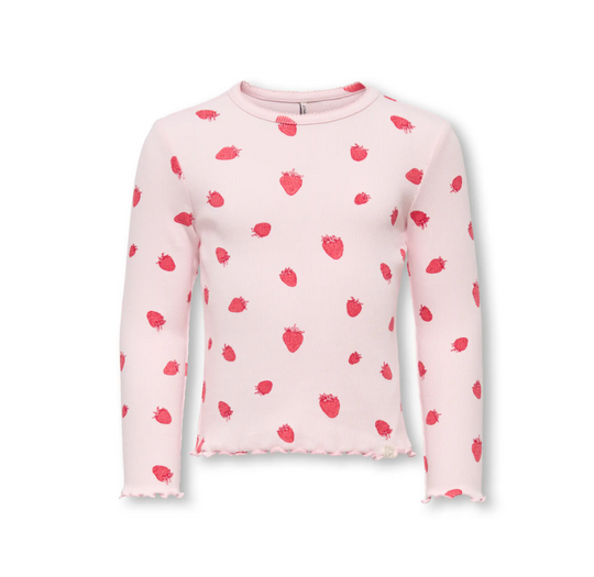 Only Mini Trinny Life LS Top - Barely Pink Strawberry
