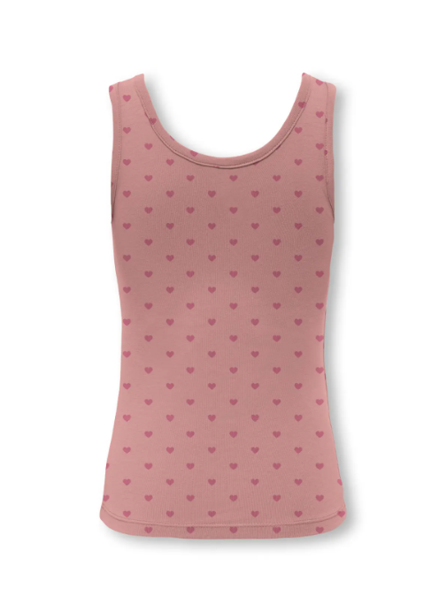 Only Mini Lola Tank Top - Ash Rose Heart/Rose Wine