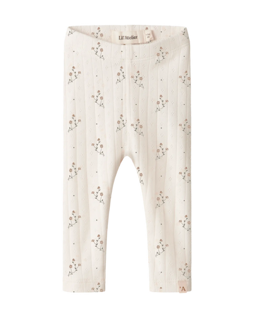 Lil Atelier Rachello Ria Slim Leggings - Coconut Milk/Flower
