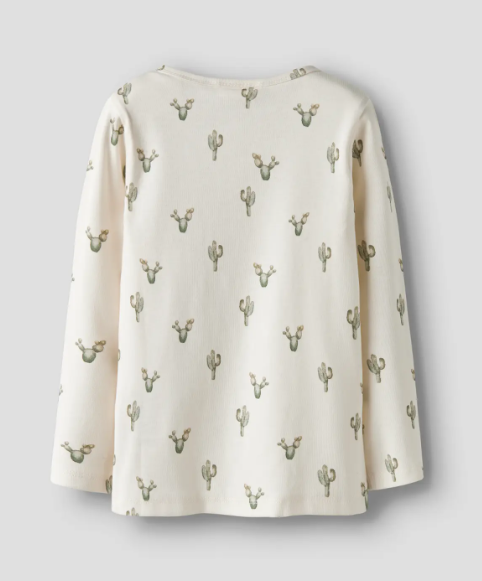 Lil Atelier Layo Sio LS Slim Top - Coconut Milk/Cactus