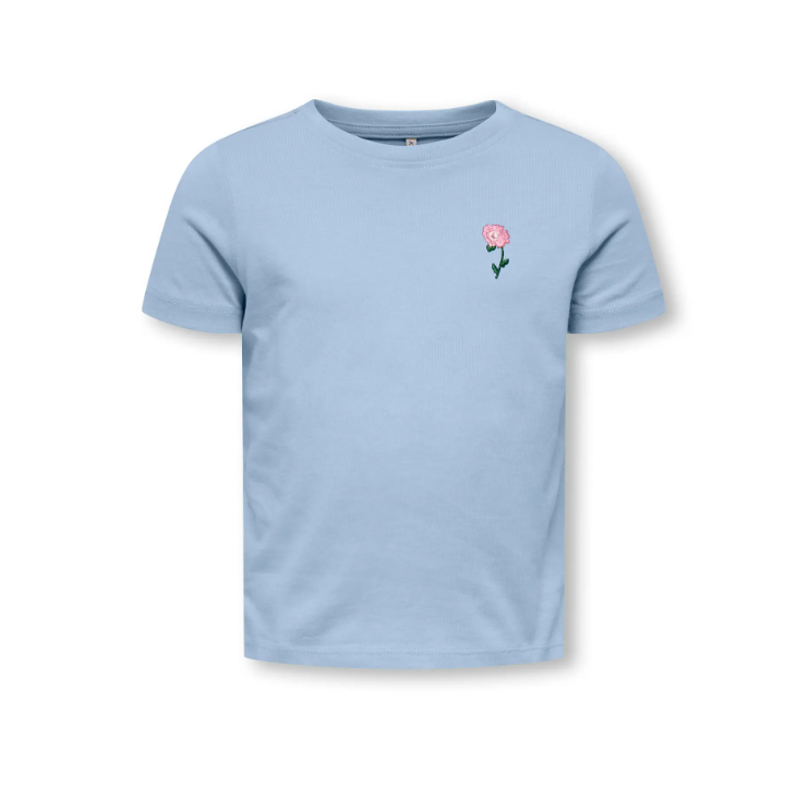 Only Mini Vega Life SS emb Tee - Soft Chambray EMB. Flower