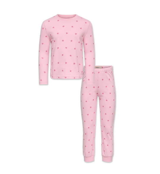 Only Mini Rila Nightwear - Romance Rose Pant AOP Heart/Cashmere Rose
