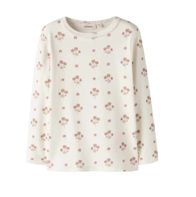 Lil Atelier Layo Sig LS Slim Top - Coconut Milk/Pink
