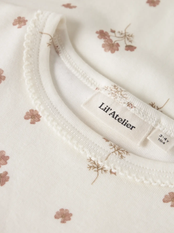 Lil Atelier Layo Sig LS Slim Top - Coconut Milk/Pink