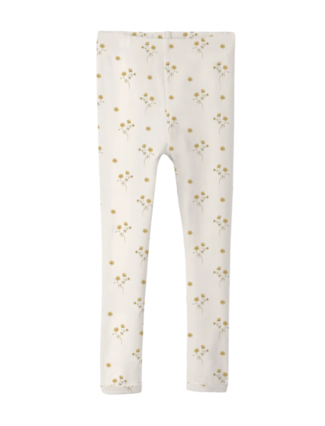 Lil Atelier Layo Sin Slim Leggings - Coconut Milk/Flower Yellow
