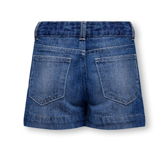 Only Mini Comet Heart Wide Denim Shorts - Medium Blue Denim/Heart