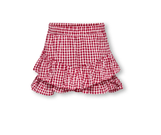 Only Mini Fina Cerise Frill Skort - Barbados Cherry Check