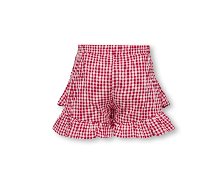 Only Mini Fina Cerise Frill Skort - Barbados Cherry Check