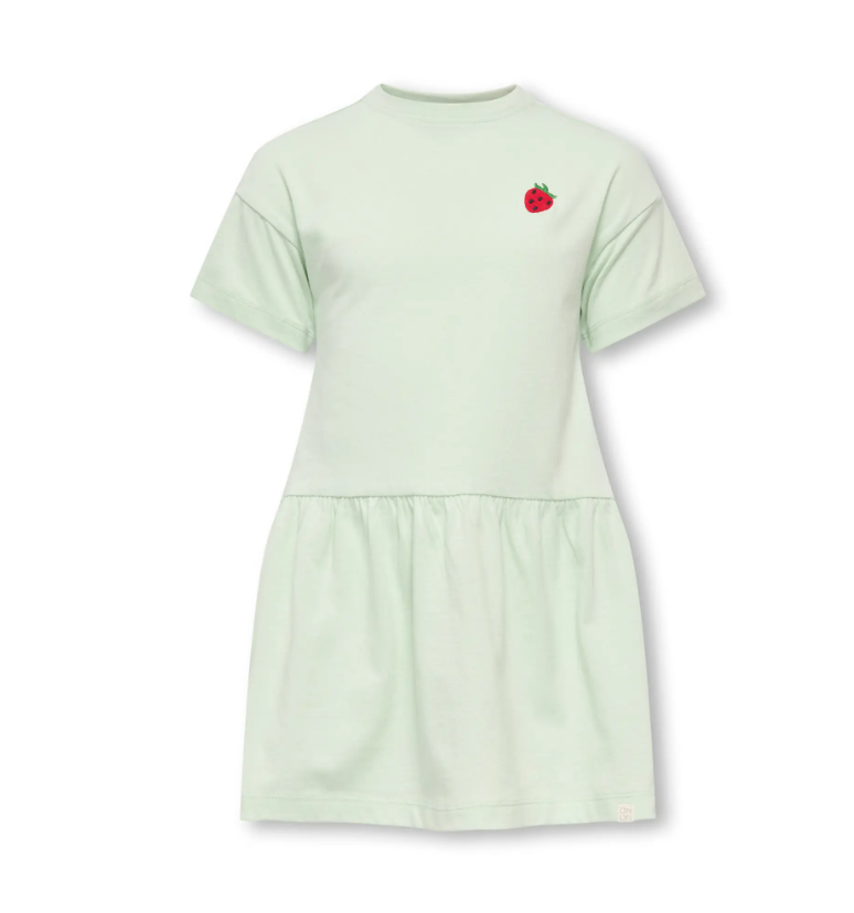 Only Mini Maiken Life SS Dress - Green Lily/Strawberry