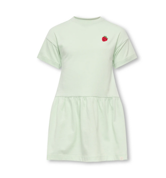 Only Mini Maiken Life SS Dress - Green Lily/Strawberry