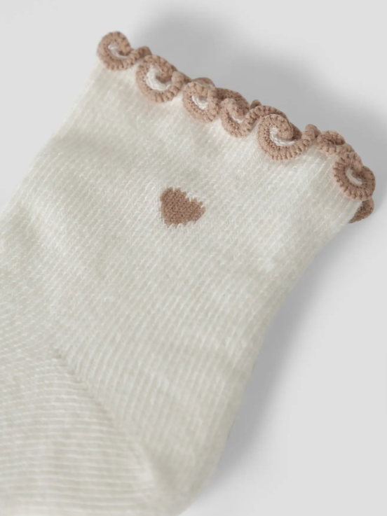Lil Atelier Fiducia Socks - Coconut Milk/Oxford Tan