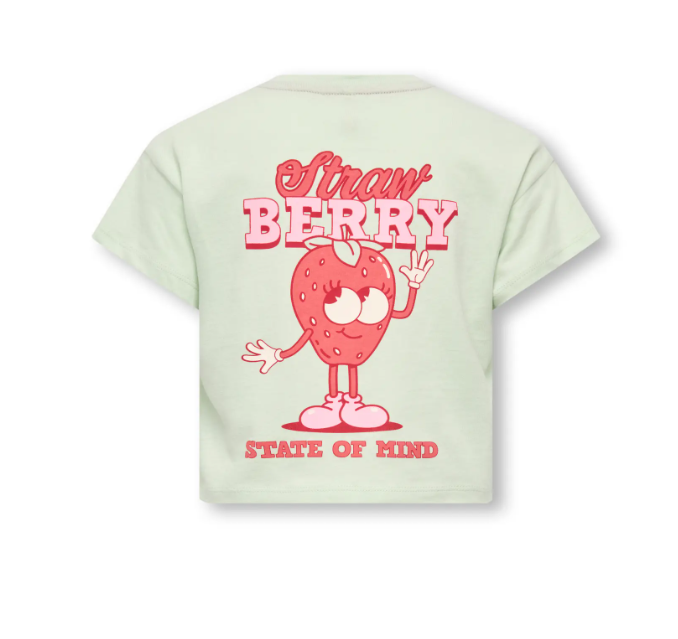 Only Mini Belinda Life SS Tee - Green Lily Strawberry