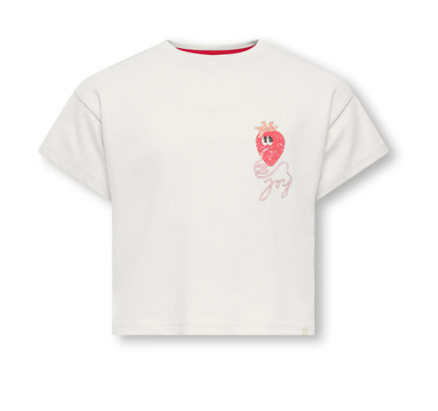 Only Mini Belinda Life SS Tee - Cloud Dancer Joy