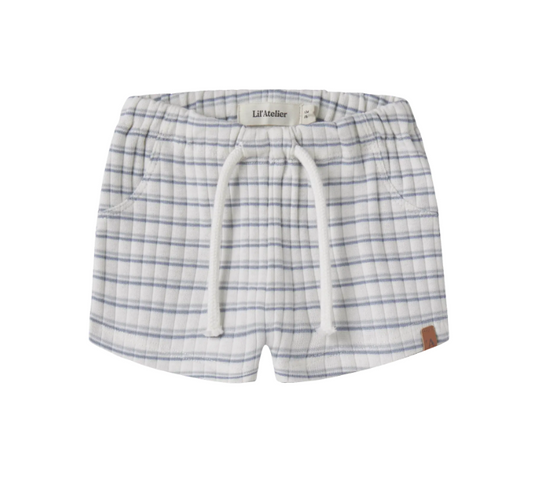 Lil Atelier Haldur Loose Shorts - Coconut Milk/Dusty Blue
