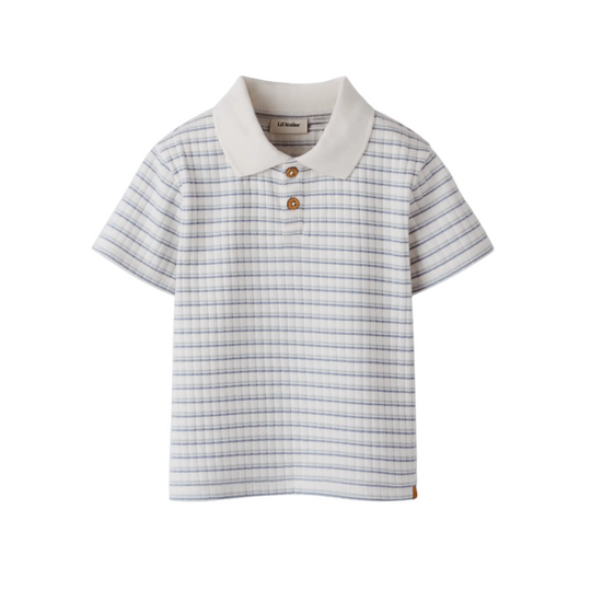 Lil Atelier Haldur SS Loose Polo -  Coconut Milk/Dusty Blue