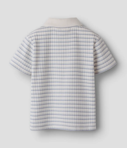 Lil Atelier Haldur SS Loose Polo -  Coconut Milk/Dusty Blue