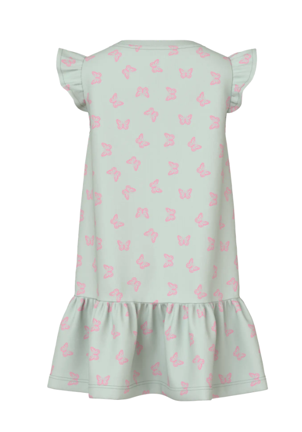 Name It Vida Dress - Pale Aqua Pink/Butterflies