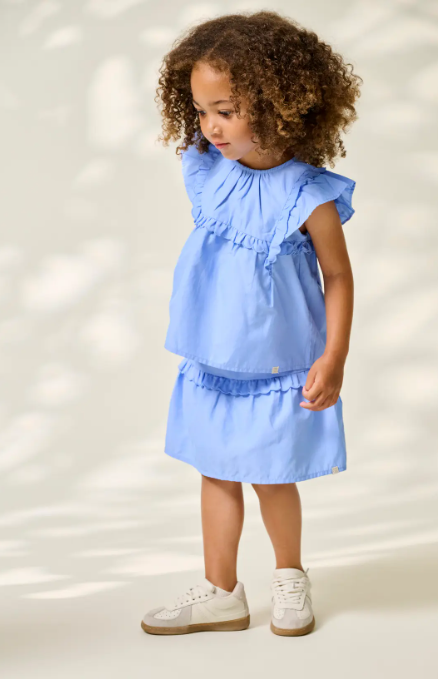 Only Mini Clare - SS Ruffle Top - Cornflower Blue