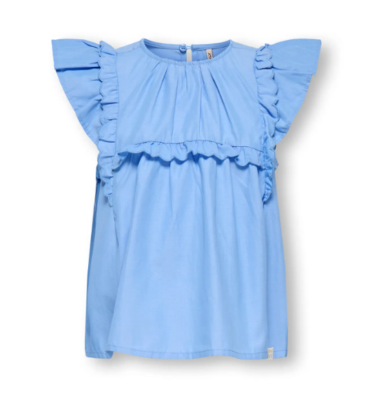 Only Mini Clare - SS Ruffle Top - Cornflower Blue