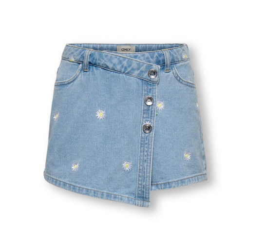 Only Mini Lesly - Daisy Denim Skort - Light Blue Denim