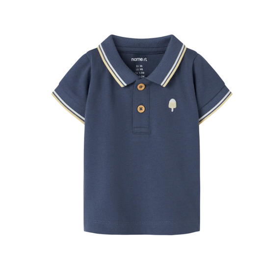 Name It Jarl - SS Polo Top - Vintage Indigo