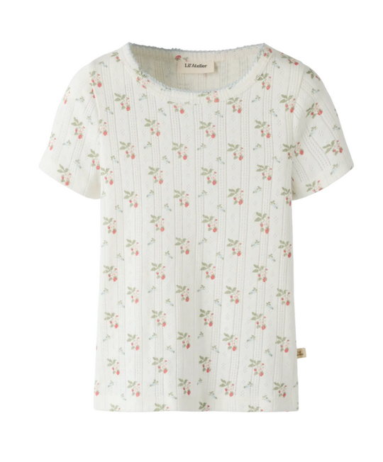 Lil Atelier Rachello - Dap SS Slim Top - Coconut Milk/Strawberry