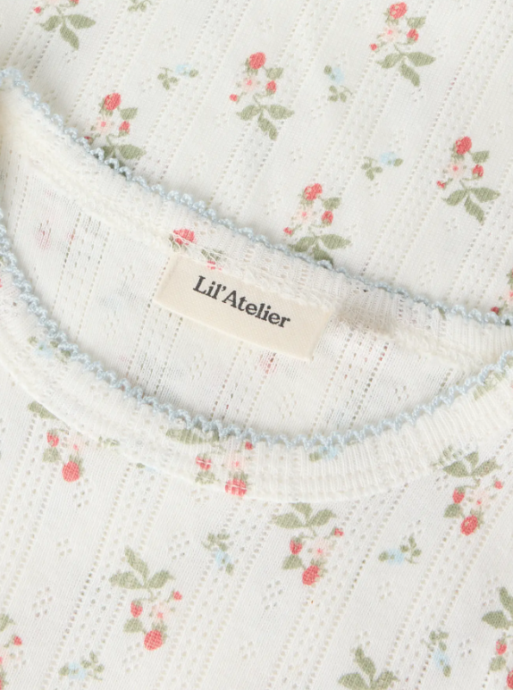 Lil Atelier Rachello - Dap SS Slim Top - Coconut Milk/Strawberry