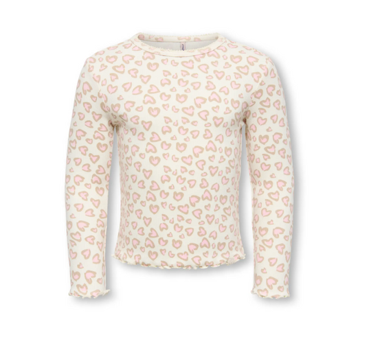 Only Mini Trinny - LS Top - Tofu Heart Leo/Pale Lilac