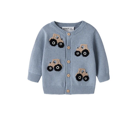 Name It London - LS Knit Cardigan - Ashley Blue/Tractor