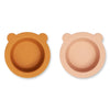 Liewood Peony - Suction Bowl - 2-pack - Mustard / Tuscany Rose Mix
