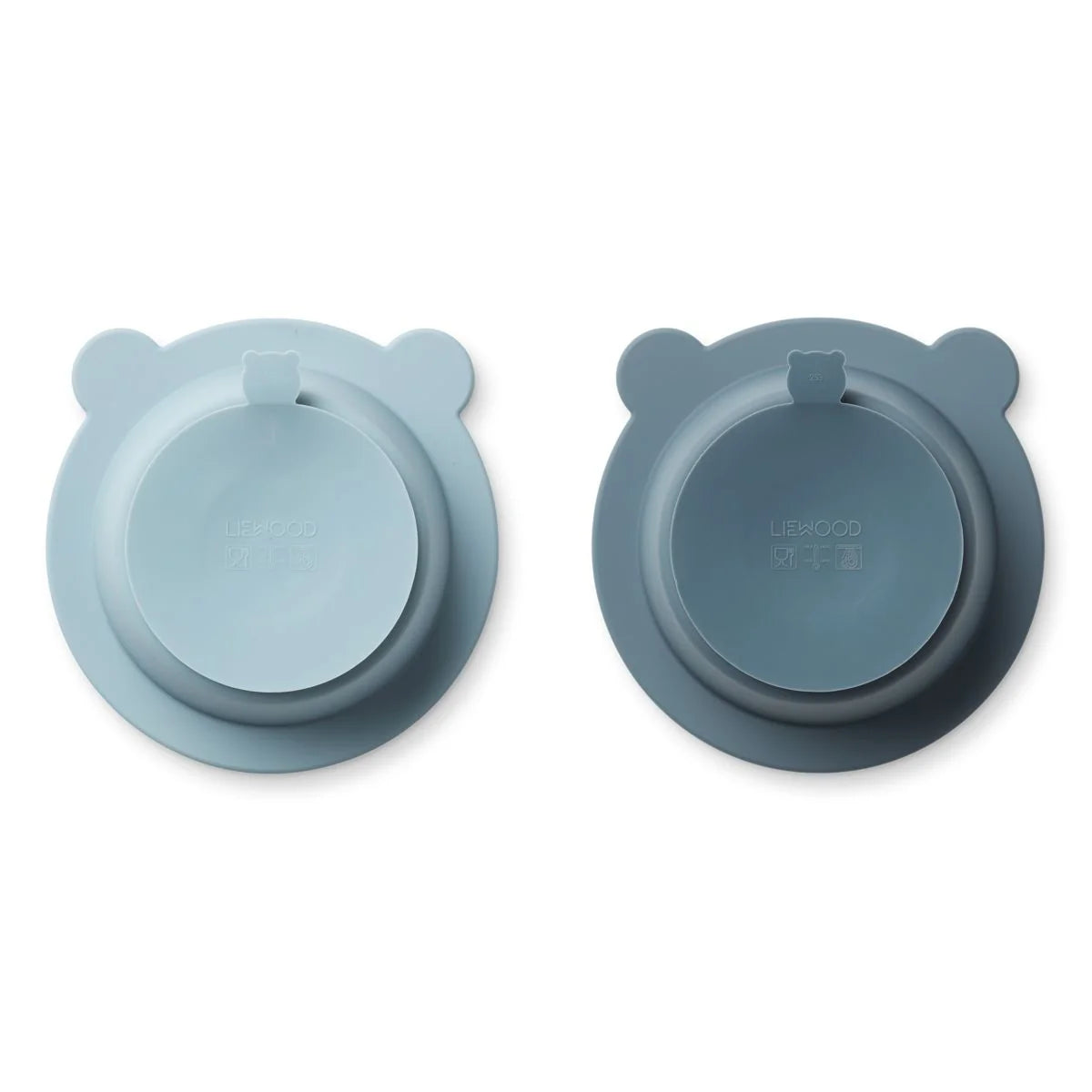 Liewood Peony - Suction Bowl - 2-pack - Sea Blue / Whale Blue