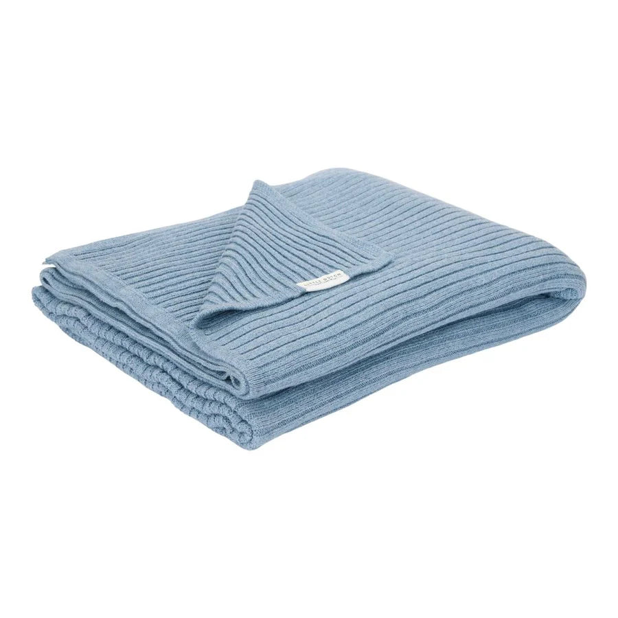 Little Dutch - Strikket Tæppe 110x140cm - Pure Denim Blue