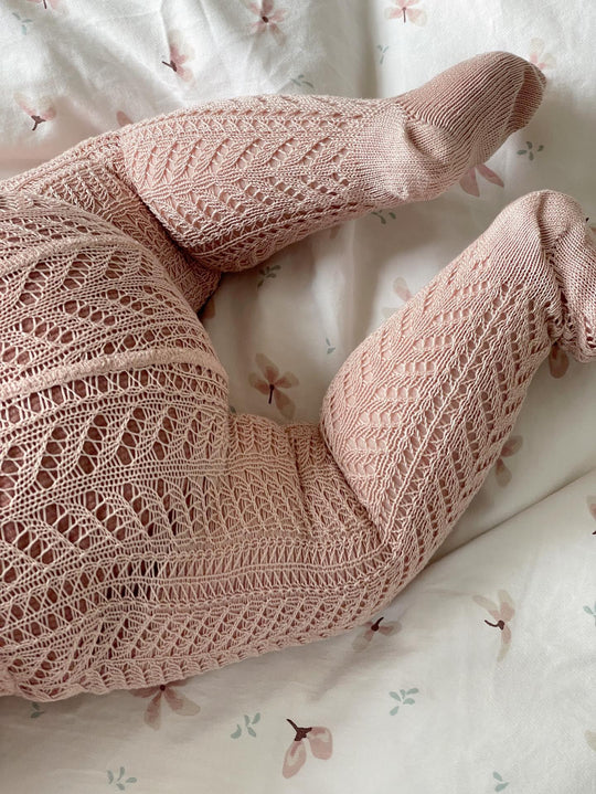 Condor Strømpebukser med All Over Hulmønster - Old Rose