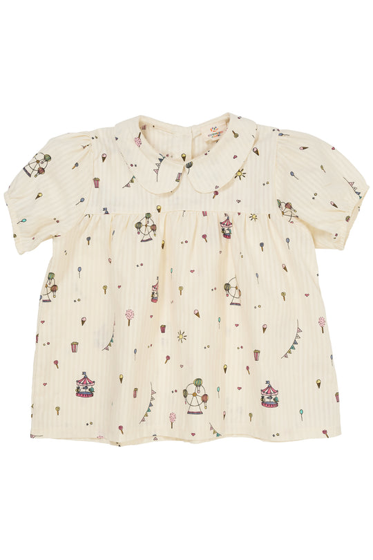 Copenhagen Colors Printet Bluse - Cream Tivoli Print