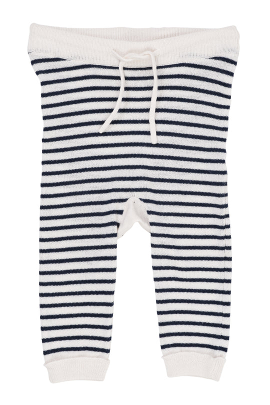 Copenhagen Colors Strik Leggings med Striber - Cream/Navy