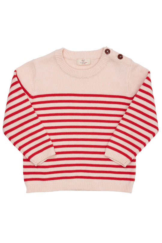 Copenhagen Colors Strik Bluse med Striber - Dusty Rose/Rød