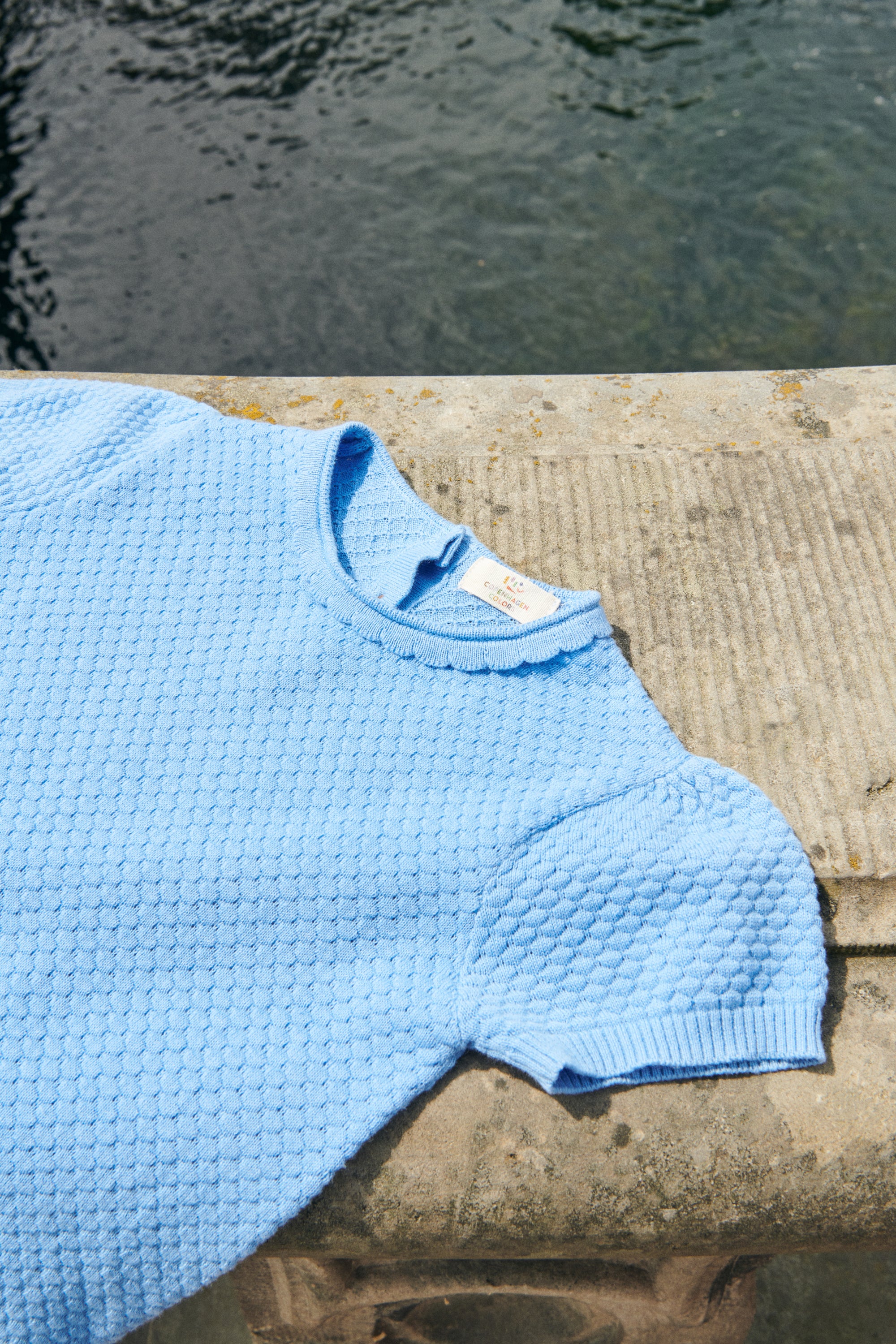 Copenhagen Colors Margueritte Strik T-shirt - Sky Blue