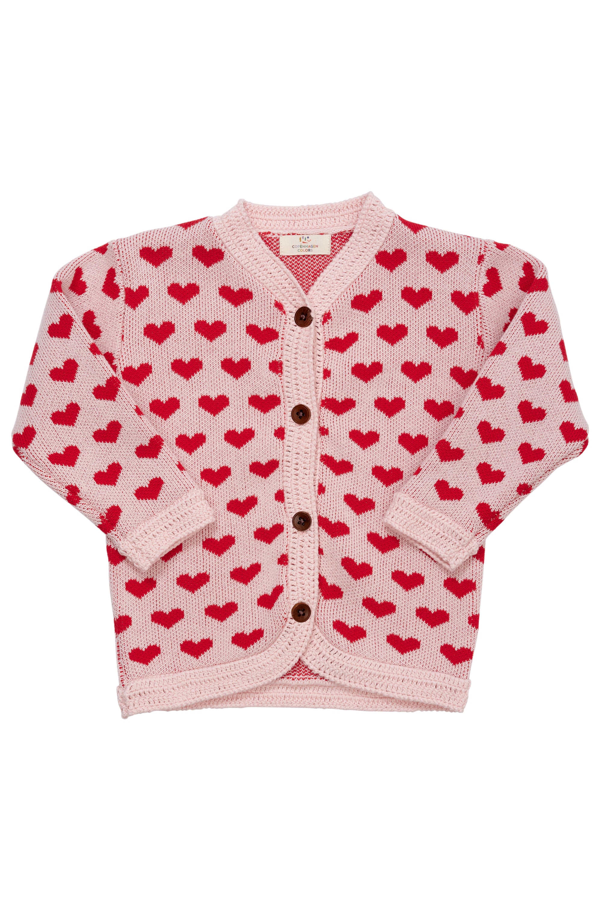 Copenhagen Colors Strik Cardigan med hjerter - Dusty Rose