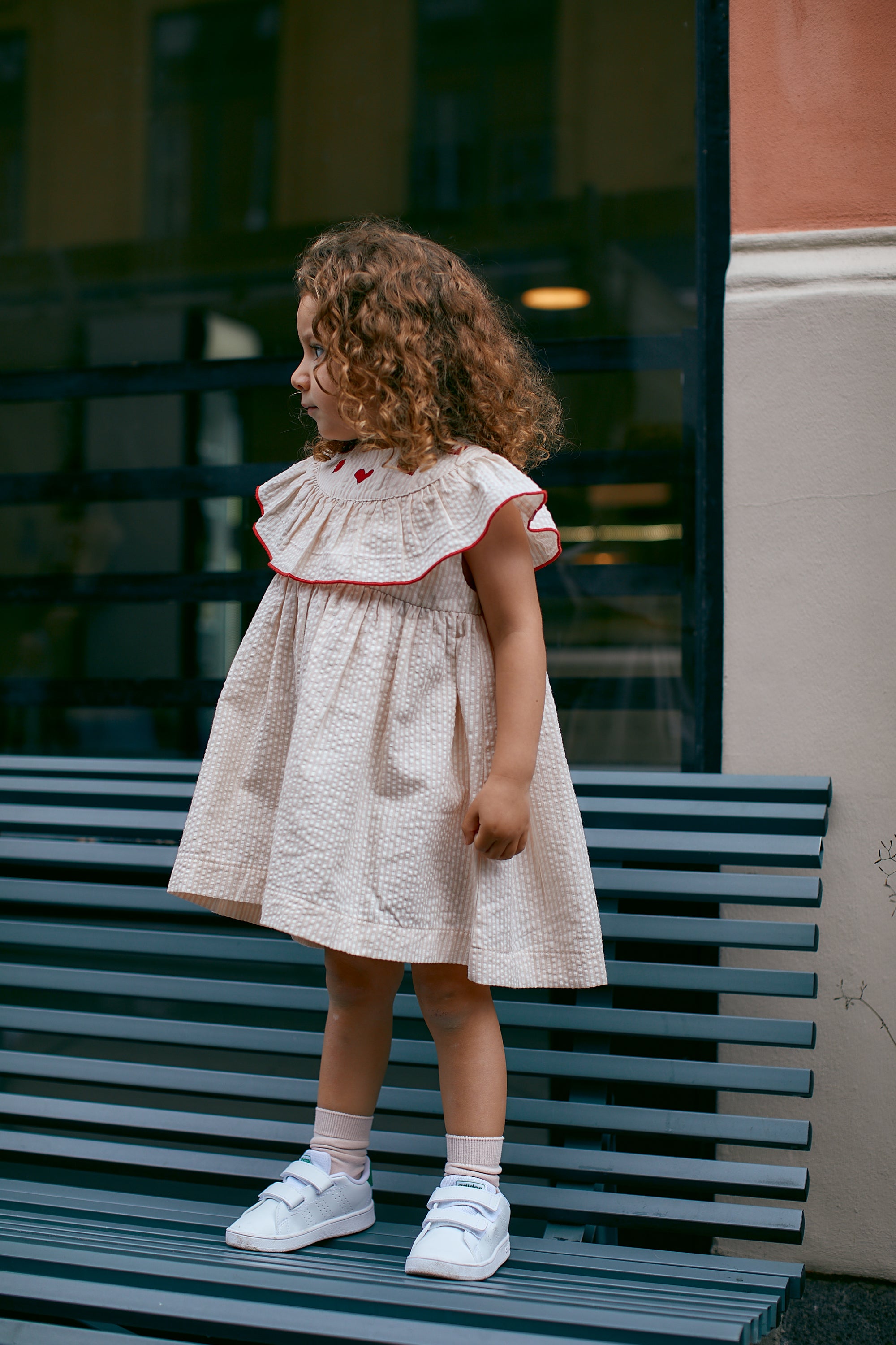 Copenhagen Colors Kjole med hjerter - Dusty Rose/Cream stripe