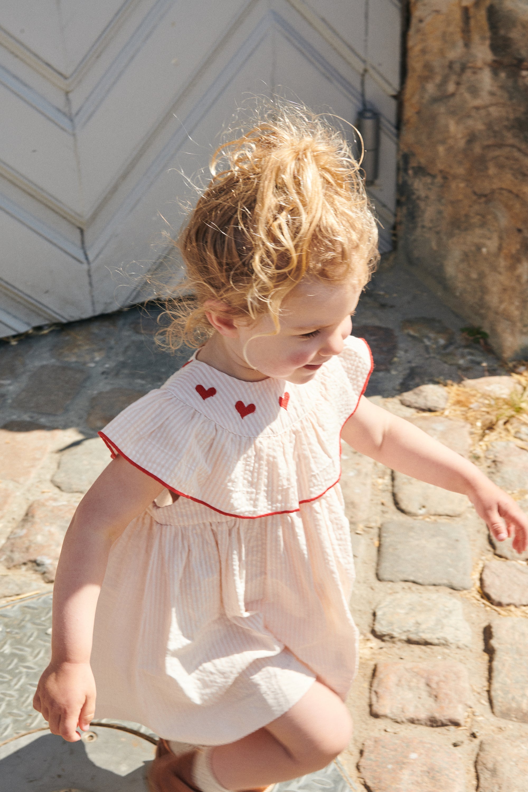 Copenhagen Colors Kjole med hjerter - Dusty Rose/Cream stripe